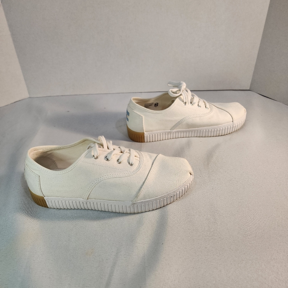 TOMS Women's White Cordones Indio Canvas Sneakers Size 7.5 - Picture 3 of 9